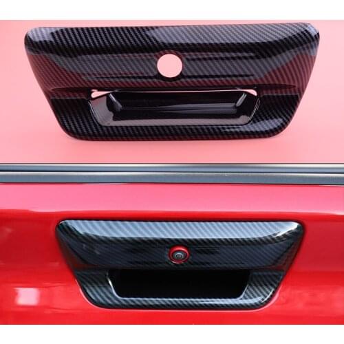 Car Rear Trunk Tailgate Door Handle Cover Trim ABS Decoration Fit for Dodge Ram 1500 2019 2020 2021 Carbon Fiber Style