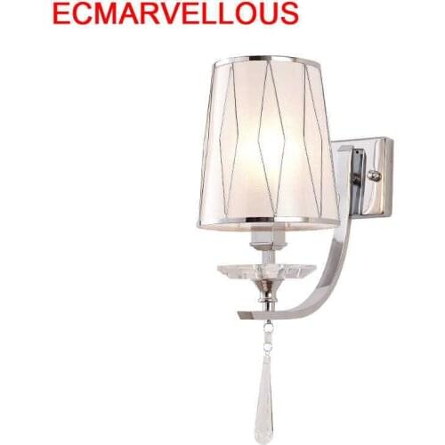 Lampara De Mural Deco Maison Modern Mirror Crystal Aplique Luz Pared Bedroom Light Wandlamp Applique Murale Luminaire Wall Lamp