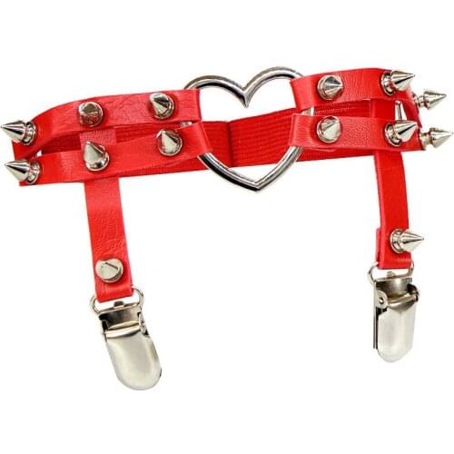 2020 New Womens Sexy Elasticity Harness Heart Leg Chain Garter Belts Spike High Quality Elastic Thigh Ring Garter Female Bondage