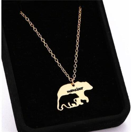 Europe And The United States Sautoir MaMabear Drops YouZi Bear Necklace Female Cute Conjoined Big Bear To Mourn