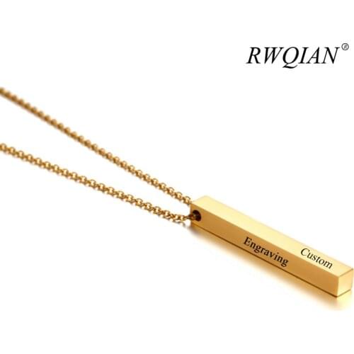 Personalized Necklace Men Engraved Chain Necklace Square Pendant Custom Name Necklaces for Women Jewelry Gifts Free Shippingping