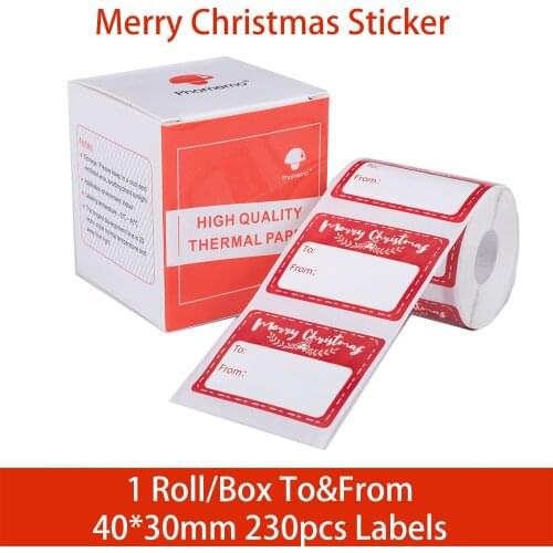 Phomemo Merry Christmas Sticky Labels for M110/M200 Printable Thermal Adhesive Paper Round Square Clothes Tags