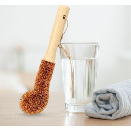 Oil Degreasing Cleaning Brush Pot Brush Non-stick Skillet Coconut Palm Cup Brush Long Handle Bottle Brush Glass Decontamination