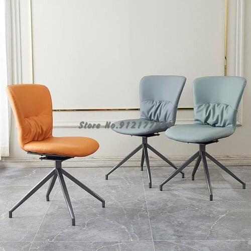 Nordic swivel dining chair light luxury dining table chair leather modern minimalist home desk stool backrest makeup chair