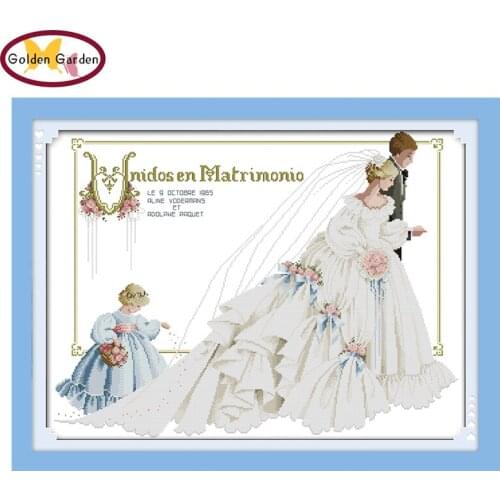 GG Wedding Cartoon Style Embroidery Cross Stitch Counting Pattern Cross Stitch Pattern Kit Handcraft Make Embroidery with Chart