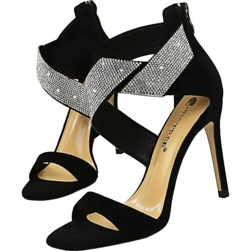 Узкие сандалии на европейском и американском фуршетах, женские туфли с замшевым скрестом，летом . бесплатная доставка