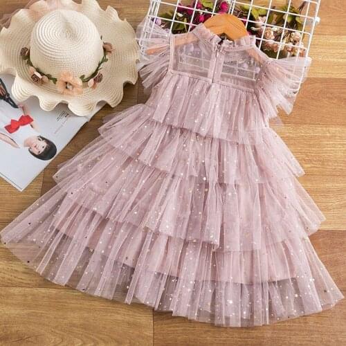 3 - 8 Years Pink Girl Party Dress Summer Toddler Tutu Cake Baby Kids Dresses for Girls Childrens Princess Dress Casual Wear