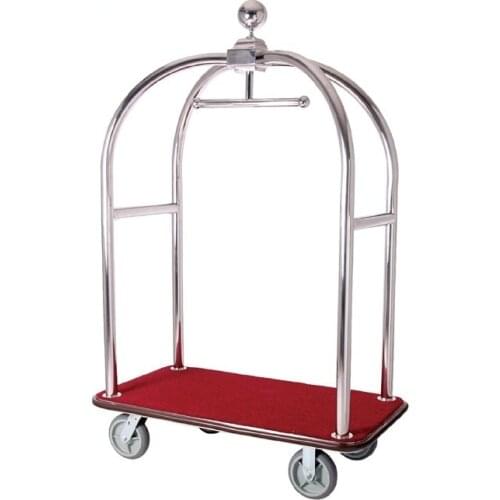 High-end Vintage 4 Wheel Stainless Hotel Luggage Cart