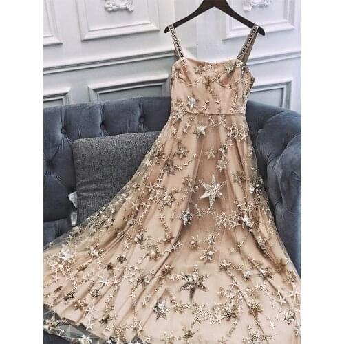 Level Super heavy New hammer bead embroidery stars Annual birthday party dress is female