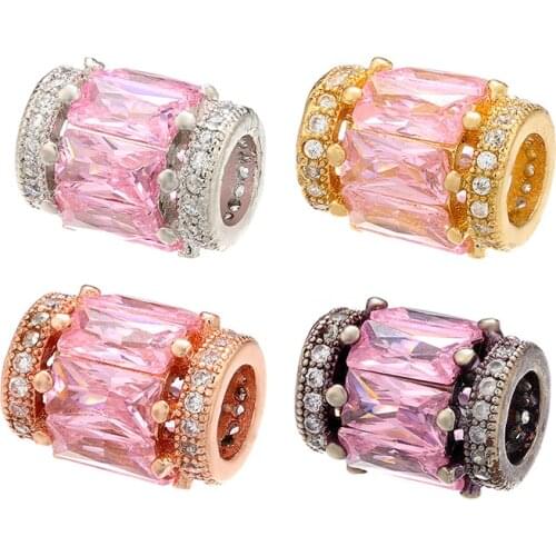 ZHUKOU 9x12mm Brass Crystal spacer Beads for Women Handmade Necklace Bracelet Jewelry Accessories making findings Model: VZ238