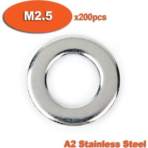 200pcs DIN125 M2.5 A2 Stainless Steel Flat Washer Washers