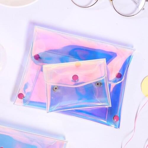 3 Size Transparent Coin Purse Women Wallet Laser PVC Card Pencil Cosmetic Money Clutch Bag Case Female Mini Zipper Wallets Pouch