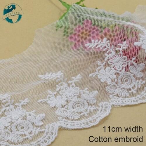 3yards 11cm wide Cotton embroid lace edge sewing ribbon guipure trim wedding lace DIY Garment Accessories african doll lace#3942