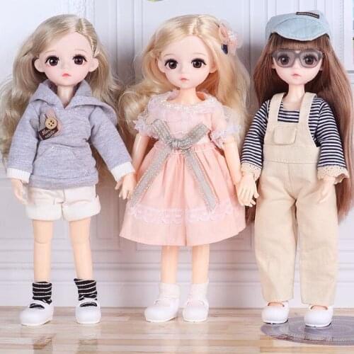 30cm Bjd Dolls Toys 13 Movable Jointed Toys For Girl Fashion Cute Handmade Bjd Dolls DIY Dress Up Game Child Toys Birthday Gifts