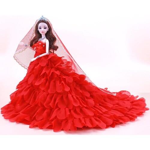 4D Eyes Naked Girls Dolls Toys Blond Black Hair Fashion 30cm High Princess Dolls Baby Cute Toys with Wedding Dress For Kids