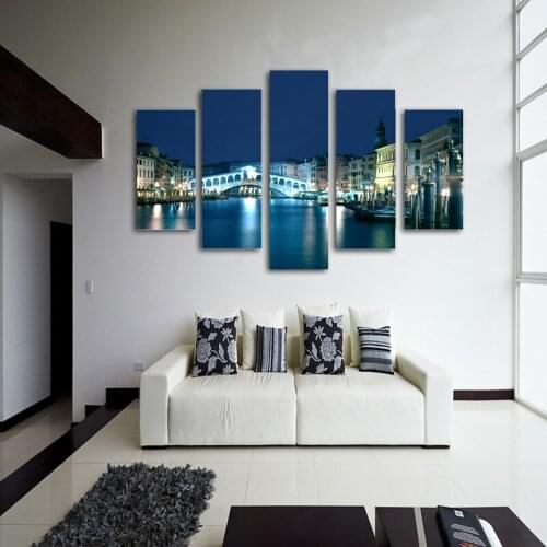Bridge Landscape Living Room Office Frameless Decorative Painting Print Canvas Home Mural Decal Adorment Sofa 5 PCS Customize