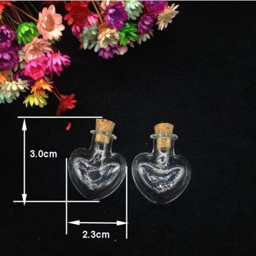 50sets/lot Smooth Transparent cute luck bottle wish bottle or essential oil bottle with cork Stopper Glass Vials Jars Container