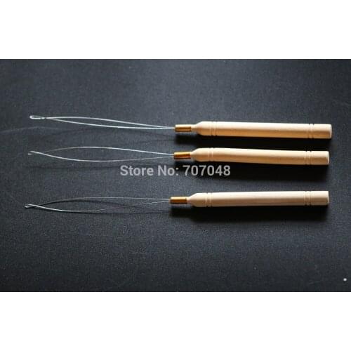 50pcs/Lot ,Wooden Handle Pulling Loop Needle Hair Extensions,Hair Extension Tools+Free shipping