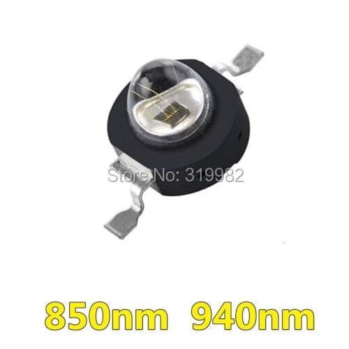 50pcs LED IR Diode 3W High Power 850nm 940nm Emitter 140 Angle 700ma Black Chip Beads Infrared for CCTV Camera Night Vision LEDs