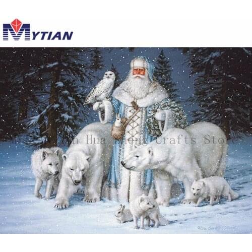MYTIAN 5d DIY Diamond Painting White Santa Claus Polar Bear Owl Wolves Diamond Embroidery Cross Stitch Kit Full Diamond Decor