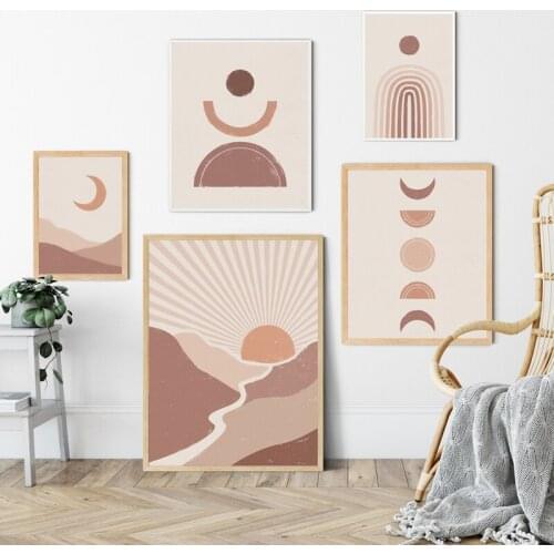Boho Abstract Landscape Painting Terracotta Wall Art Print Poster Picture Decorative Painting Living Room Home Decoration