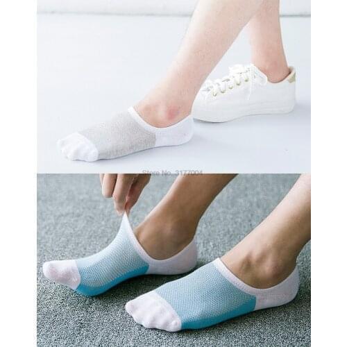 DHL 500Pairs Summer Mesh Breathable Short Socks Stripe Non-slip Silicone Sock Mens Invisible Boat Socks