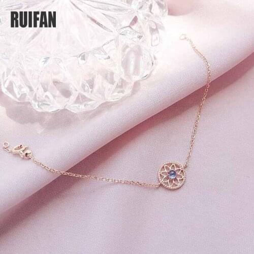 Elegant Sun Flower Crystal Rose Gold Plated Womens Bracelet Thin Chain Link Bracelets Ladies Fashion Jewelry Gifts YBR095
