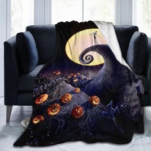 Printed blanket nightmare before christmas backdrop flannel blanket bed throw soft cartoon printed bed spread sheets sofa gift