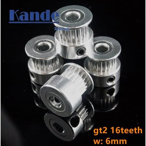 Kande Bearings 4Pcs 2GT 16teeth Aluminum Pulley Synchronous Gear for 3D Printer 16 Teeth Gt2 Timing Pulley Belt Width 6mm
