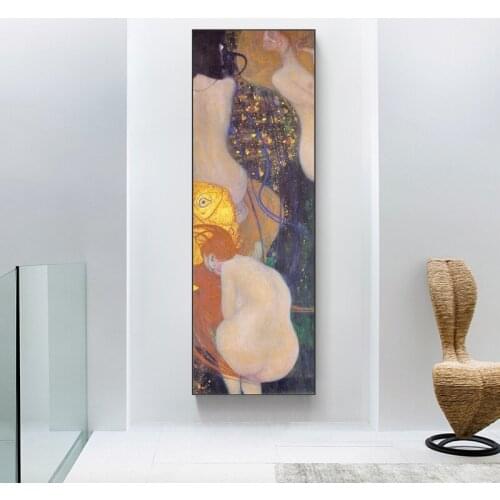 Artist Gustav Klimt Goldfish Art Canvas Print Painting Famous Abstract Figures Wall Picture Living Room Home Decoration Poster