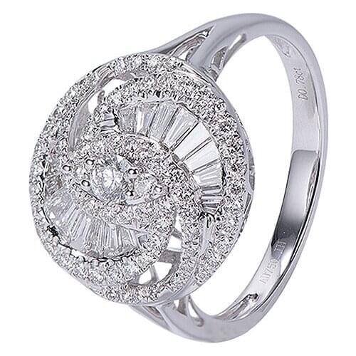 AEAW 0.79cttw Natural Diamond Solid 18k White Gold Baguette 0.32ct Light Luxury Diamond Engagement Wedding Ring For Women