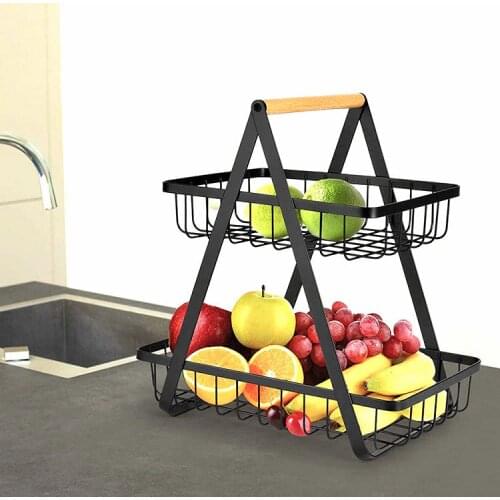 2-LAYER Stackable Wire Tray With Function Kitchen Rack, Multi-Layer Floor Fruit And Vegetable Storage Shoerack Organizer Basket