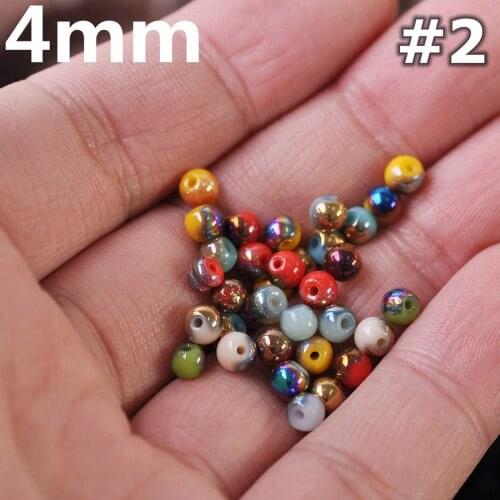 4#2 Round Half Plated 4mm Opaque Glass Loose Spacer Beads Wholesale Lot for Jewelry Making DIY Crafts Findings