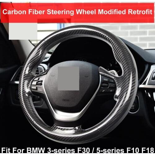 LHD Car Styling Real Carbon Fiber Steering Wheel Full Retrofit Modified Trim Cover Sticker For 3 / 5-series F30 F10 F11 F18