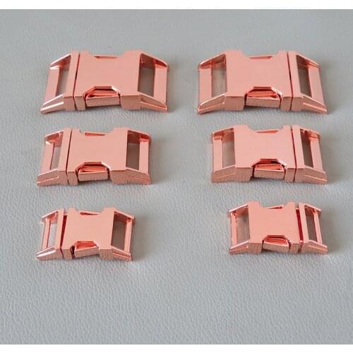10Pcs/Lot Rose Gold Metal Side Release Buckle Ring Belt Clasp Webbing Straps Clip Hook For Dog Pet Collar Sewing DIY Accessory