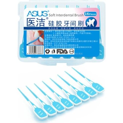 Adults Interdental Brushes Clean Between Teeth Floss Brushes Toothpick ToothBrush Dental Oral Care Tool PP+TPE 16Pcs/box Soft