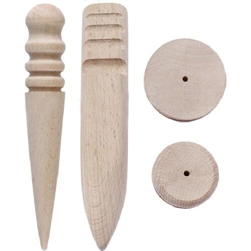 Multi-Size Wood Slicker Leather Solid Wood Round Burnishing Edge for Polished Edge Leather Craft Working Tool