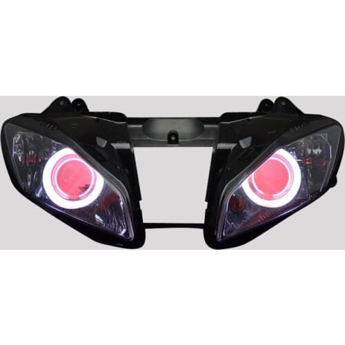 Motorcycle Fully Assembled Headlight Assembly HID White Angel Eyes Red Demon Eyes for Yamaha YZF-R6 2008 2009 2010 2011 2012