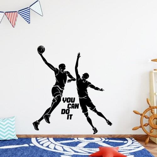 Cartoon Style basketball Family Wall Stickers Mural Art Home Decor For Living Room Bedroom Wall Art Sticker Murals