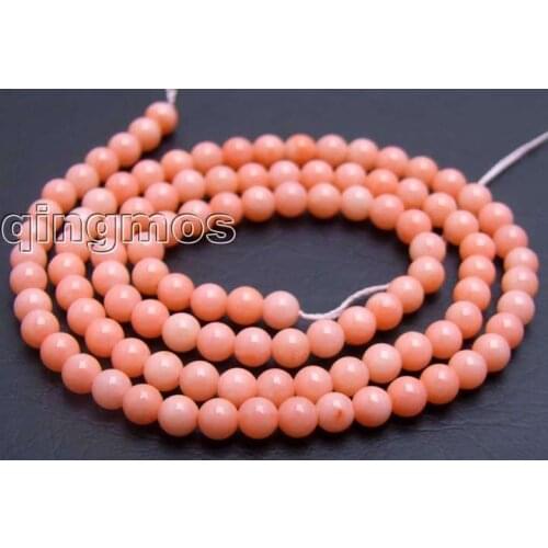 Sale small 3 to 4mm Round high quality Pink Coral beads strand 15"-los413 Wholesale/retail Free shipping