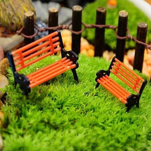 New 1Pc Plastic Mini Garden Ornament Miniature Park Craft DIY House Bench Model Yard Garden Decoration