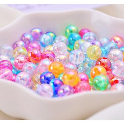 New 6MM 8MM Rainbow Lucency AB Color Round Acrylic Spacer Pearls For Jewelry Making DIY Bracelet Necklace Sewing Garment Beads