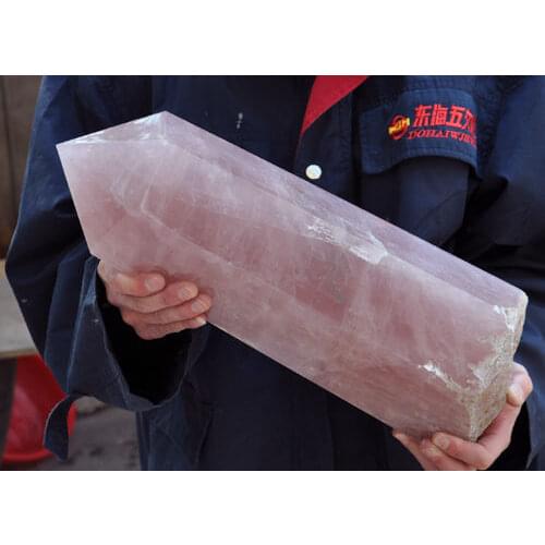Xd j00605 Huge nature rose crystal quartz point reiki healing