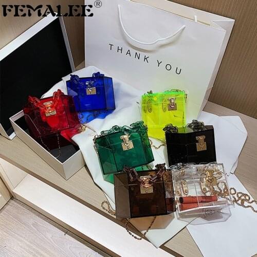 Acrylic Chain Transparent Box Jelly Bag Individual Hexagon Clear PVC Women Handbags Mini Designer Evening Crossbody Tote Bags