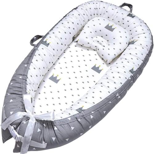 Removable Baby Sleeping Nest for Baby Bed Crib with Pillow Travel Playpen Fence Cot Infant Toddler Infant Cradle Mattress Bumper