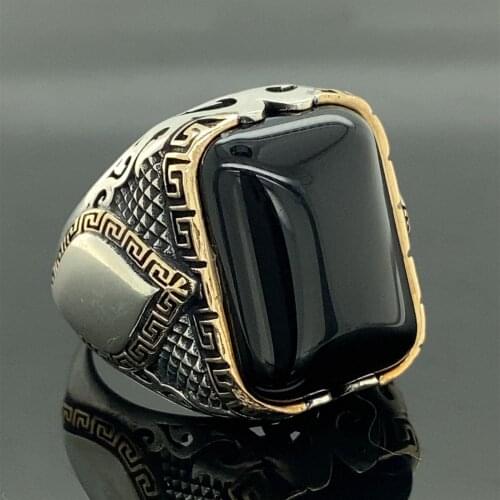 Silver Handmade Onyx Stone Ring , Ottoman Style , Made of 925 Sterling Silver