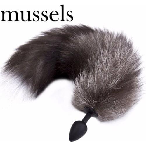 Mussels Silicone Butt Plug, Black Fox Tail Anal Plug, Soft Erotic Anal Beads Dildo Sex Toys For Women, Adult Games Sex Products