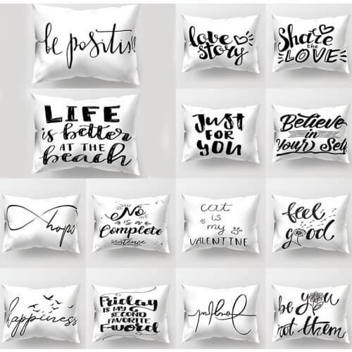 Nordic Home Decor Black White Letter Marble Texture Pillow Case Number Printing Throw Pillows Covers Cushion Cover Pillowslip