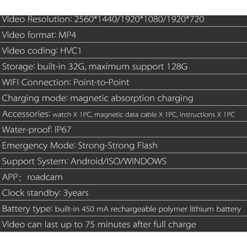 WiFi 2.6K HD Sports Watch 32G Memory Magnetic Charging for Video Recorder Surfing Rock Climbing Cycling Travel