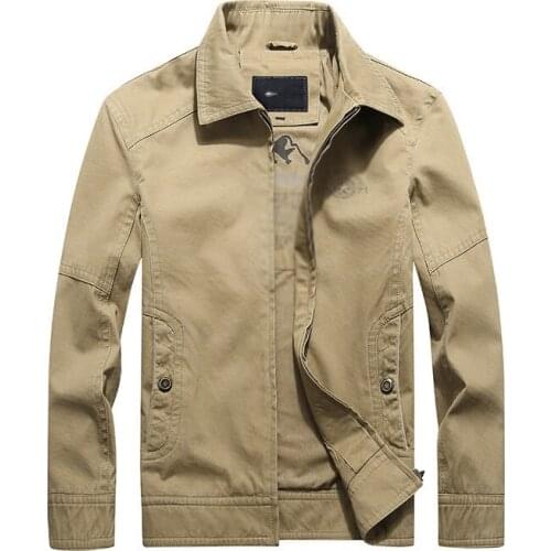 2020 Spring fashion businessman casual jacket 100% cotton comfortable zipper coat long sleeves turn down collar plus size outfit